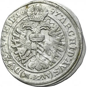 Silesia, Habsburg rule, Leopold I, 3 Kreuzer Breslau 1697 MMW