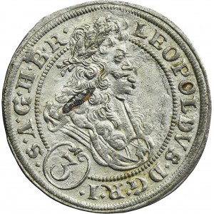 Silesia, Habsburg rule, Leopold I, 3 Kreuzer Brieg 1696 CB