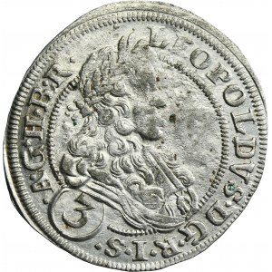 Silesia, Habsburg rule, Leopold I, 3 Kreuzer Oppeln 1702 FN - UNLISTED