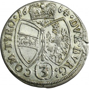 Austria, Sigismund Franz, 3 Kreuzer Hall 1664