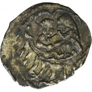 Silésie, Katarzyna Głogowska, Halerz Lubin XVe siècle - RZADKI, Madonna nad Orłem