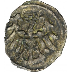 Silésie, Katarzyna Głogowska, Halerz Lubin XVe siècle - RZADKI, Madonna nad Orłem