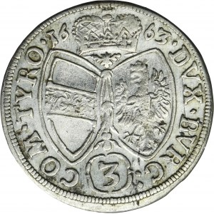 Austria, Sigismund Franz, 3 Kreuzer Hall 1663