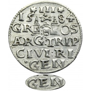 Stephen Bathory, 3 Groschen Riga 1584 - high crown - RARE, ovestruck GEN