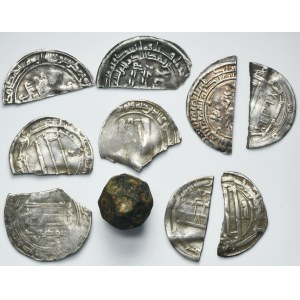 Lot, Abbasids, Dirhams and weights (10 pcs.)