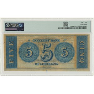 USA, Louisiana, 5 Dollars (1850-69) - PMG 63