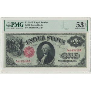 USA, Red Seal, 1 Dollar 1917 - Teehee & Burke - PMG 53 EPQ
