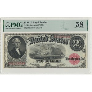 USA, Red Seal, 2 Dollars 1917 - Speelman & White - PMG 58