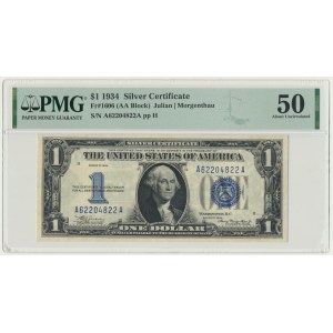 USA, Silver Certificate, 1 Dollar 1934 - Julian & Morgenthau - PMG 50