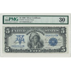 USA, Silver Certificate, 5 Dollars 1899 - Vernon & Treat - PMG 30