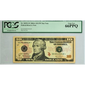 USA, Green Seal, 10 Dollars 2004 ★ - star note - G - PCGS 66 PPQ