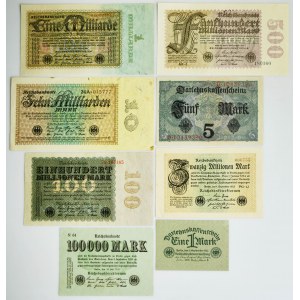 Germany, 1 Mark - 1 Billion Mark (1917-23) (8 pcs.)