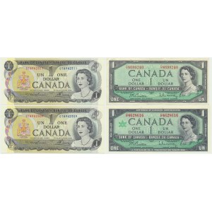 Canada, 1 $ (1954-73) (4 pièces).