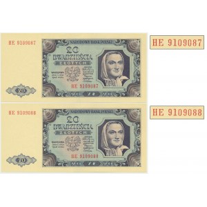 Zestaw, 20 złotych 1948 - KE - kolejne numery -
