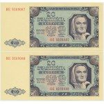 Zestaw, 20 złotych 1948 - KE - kolejne numery -