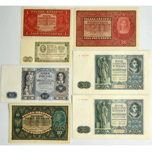 Zestaw, 1-50 marek/złotych 1919-1948 (7 szt.)