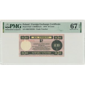 Pewex, 10 centów 1979 - HB - mały - PMG 67 EPQ