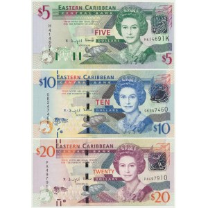 Eastern Caribbean, 5-20 Dollars (2003-15) (3 pcs.)