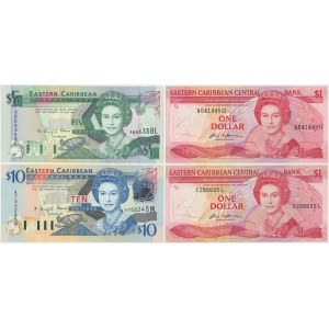 Eastern Caribbean, 1-10 Dollars (1988-2008) (4 pcs.)