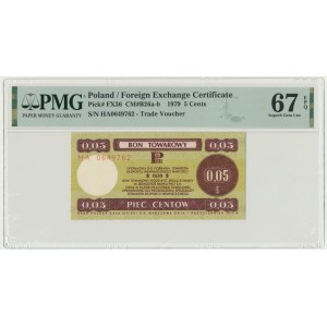 Pewex, 5 centów 1979 - HA - mały - PMG 67 EPQ