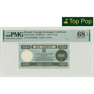 Pewex, 1 cent 1979 - HL - mały - PMG 68 EPQ