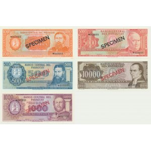 Paraguay, 100-10.000 Guaranies (1963) (5 pcs.) - SPECIMEN