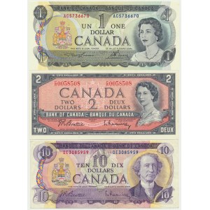 Canada, $1-10 (1954-73) (3 pièces).