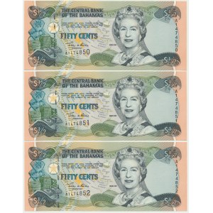 Bahamas, 50 Cents 2001 (3 pcs.) - consecutive numbers.