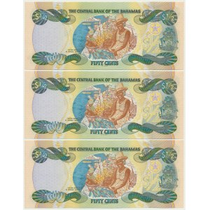 Bahamas, 50 Cents 2001 (3 pcs.) - consecutive numbers.