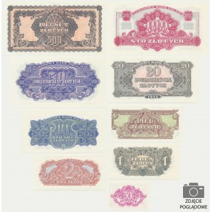 Zestaw, 50 groszy - 500 złotych 1944 ...owe - reprint (9 szt.)