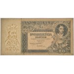 20 złotych 1931 - destrukt bez serii i numeratora i bez poddruku