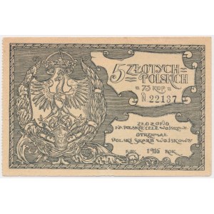 Polish Military Treasury, 5 zlotys = 75 kopecks 1916