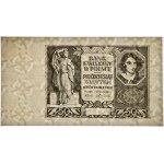 50 złotych 1940 - czarnodruk na papierze PWPW - rewers czysty -