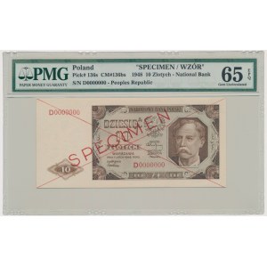 10 złotych 1948 - SPECIMEN - D 0000000 - PMG 65 EPQ
