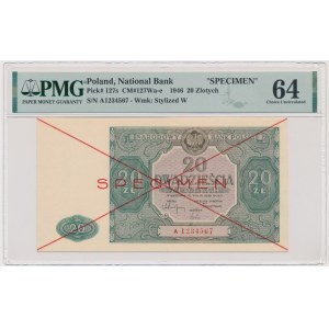 20 złotych 1946 - SPECIMEN - A - PMG 64