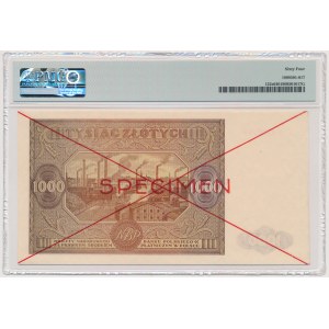 1.000 złotych 1946 - SPECIMEN - B 8900000/1234567 - PMG 64