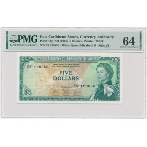 East Caribbean, 5 Dollars (1965) - PMG 64