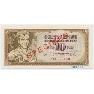 Yugoslavia. 10 Dinara 1968 - SPECIMEN