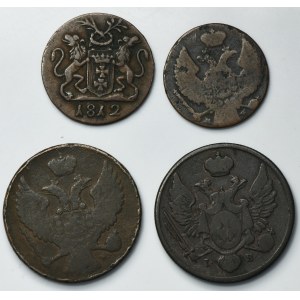Lot, Kingdom of Poland and Free City of Danzig, 1 Groschen and 3 Groschen (4 pcs.)