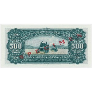 Yugoslavia. 500 Dinara 1963 - SPECIMEN