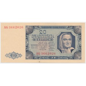 20 złotych 1948 - AG - rzadka odmiana