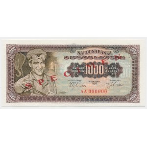 Yugoslavia. 1.000 Dinara 1963 - SPECIMEN