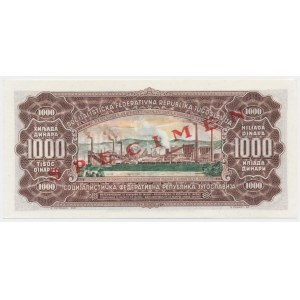 Yugoslavia. 1.000 Dinara 1963 - SPECIMEN