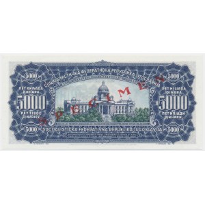 Yugoslavia. 5.000 Dinara 1963 - SPECIMEN