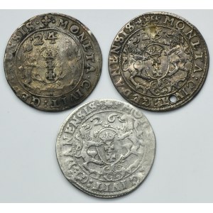 Lot, Sigismund III Vasa, 1/4 Thaler Danzig 1624-1626 (3 pcs.)