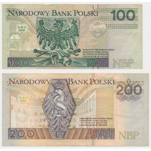 Satz, 100-200 Zloty 1994 - DA - (2 Stück) - erste Serie gedruckt in PWPW