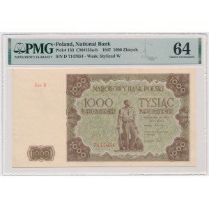 1.000 złotych 1947 - D - PMG 64