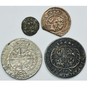 Lot, Augustus II Strong and Augustus III of Poland, Heller, 1/24 Thaler and 1/4 Thaler (4 pcs.)