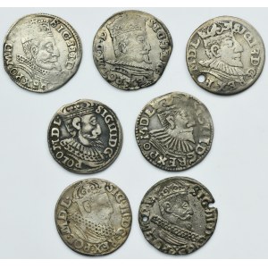 Lot, Sigismund III Vasa, 3 Groschen (7 pcs.)