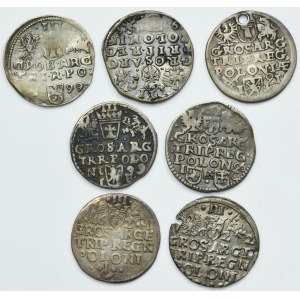 Lot, Sigismund III Vasa, 3 Groschen (7 pcs.)